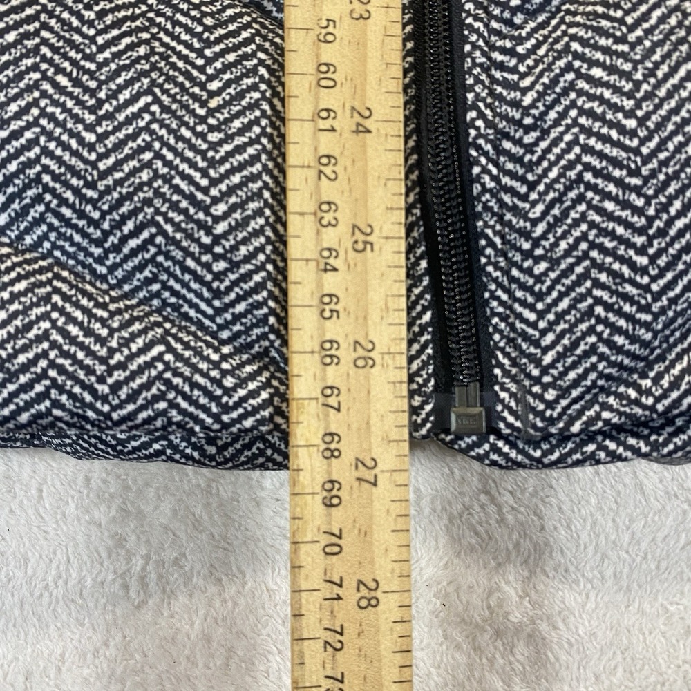 Lands End Womens L Tall Down Puffer Vest Black White Herringbone Zip Front - Picture 4 of 8